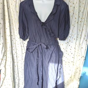 NWT Dark Blue Eyelet Wrap Dress